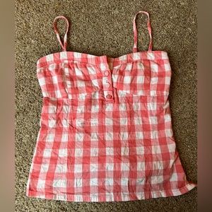 Plaid Button Tank-top